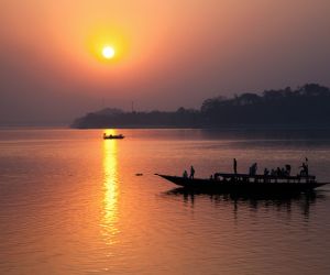 Sunset on the Brahmaputra River