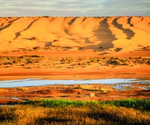 Sand dunes and river, Laayoune, Western Sahara